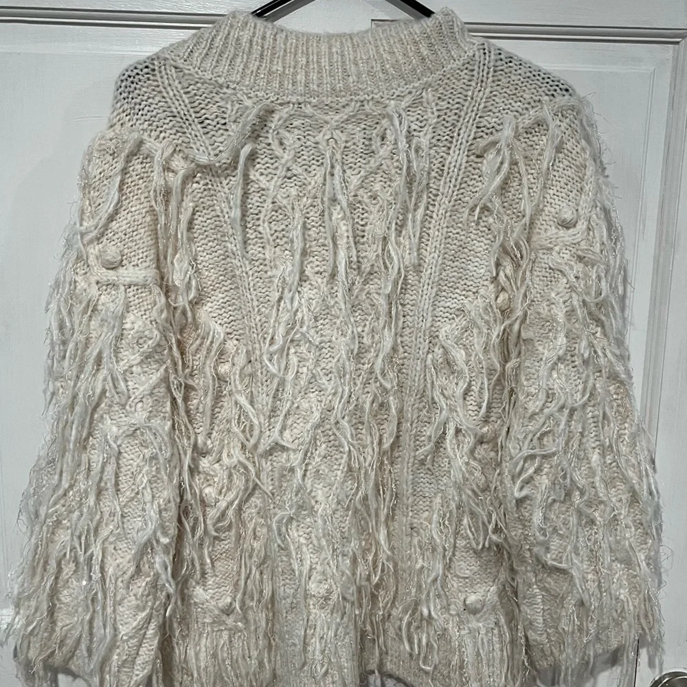 By Anthropologie Fringed Pullover Sweater, XXS petite - Picture 3 of 10